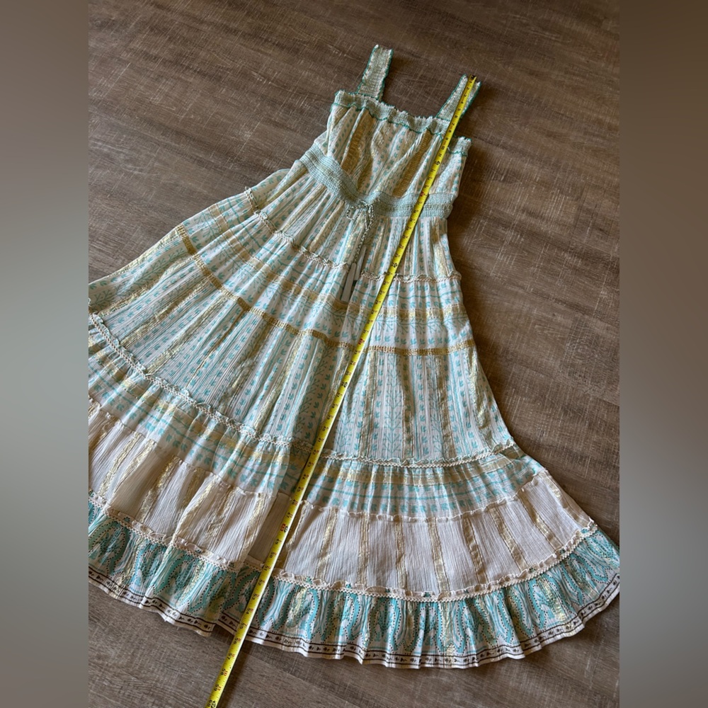 Soft Surroundings Aegean Tiered Maxi Dress Boho Metallic Size M Beachy NWOT - Picture 7 of 15